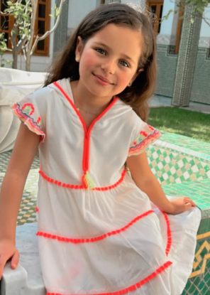 Image de Maïcha Robe Kelthoum à Manches Courtes Style Jellaba - Blanche