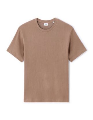 Image de T-shirt boxy col rond plissée - taupe
