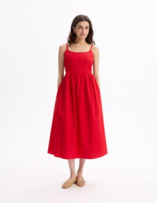 Image de Robe fluide longue à bretelle - rouge