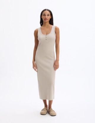 Image de Robe longue côtelée en coton - gris