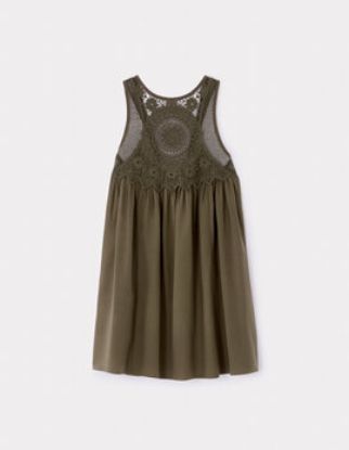 Image de Robe courte broderie sur le haut - kaki