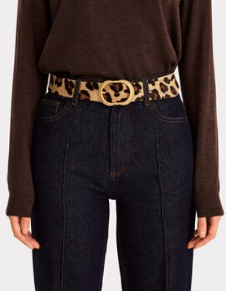 Image de Ceinture en cuir avec doublure léopard - marron